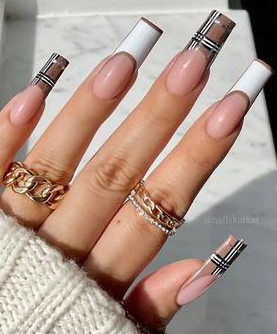 Earthy And Elegant Coffin Brown Nail Designs Tailoringinhindi