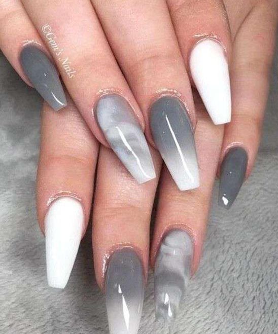 Coffin Grey Nail Designs Tailoringinhindi