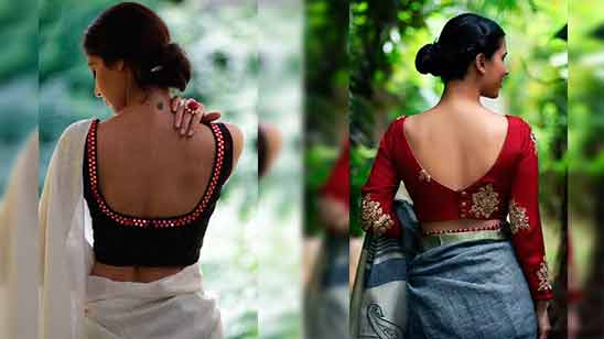 Border Silk Saree Blouse Back Neck Designs