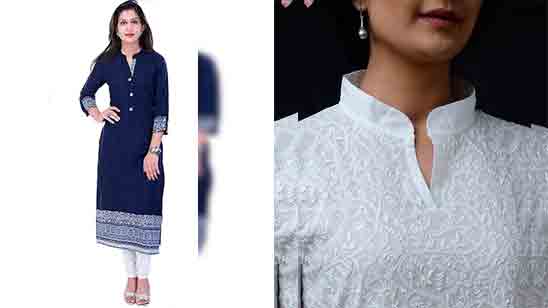 Chinese collar neck designs for outlet kurtis