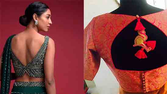 Deepika's Top 10 High Neck Saree Blouse Designs - Candy Crow
