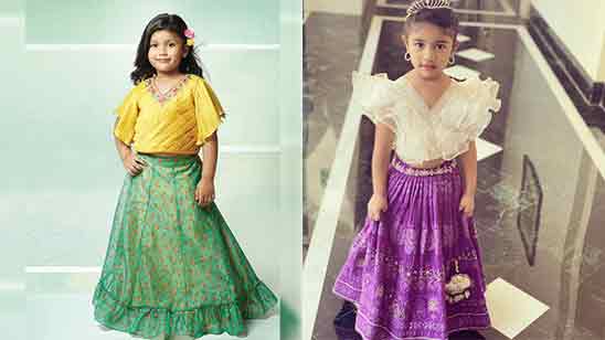 Traditional Indian Ethnic Kids Wear Lehenga Choli Frock in Green & Magenta  Narayanpet Cotton With Zari Border Summer Dress for Girl Kids - Etsy UK | Kids  blouse designs, Kids dress collection,