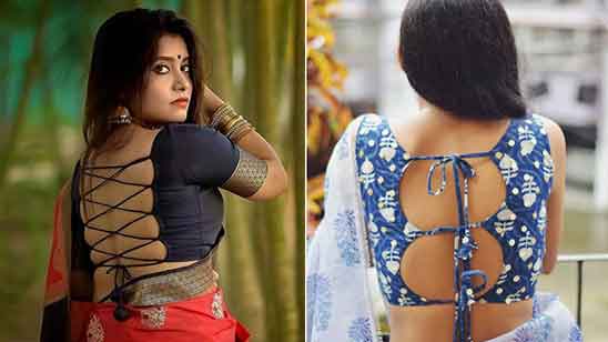 Simple Blouse Back Neck Designs for Silk Sarees Images