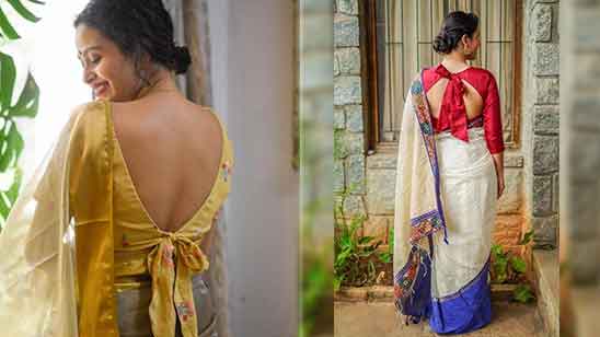 simple saree blouse back neck designs