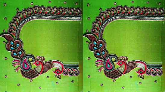 Peacock Aari Work Blouse Designs