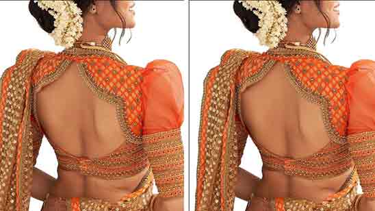 Back Neck Silk Saree Blouse Designs