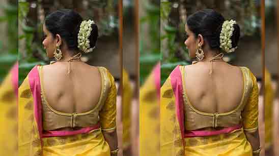 Back Side Silk Saree Trendy Blouse Design