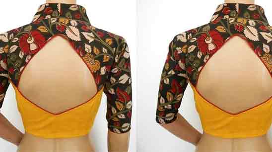 Traditional Silk Blouse Back Neck Designs With Borders