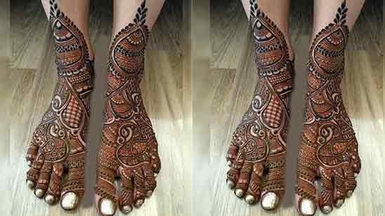 50+ Stylish and Simple Leg Mehndi Designs - Tikli