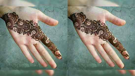 Simple Arabic Mehndi Designs for Left Hand Front Side