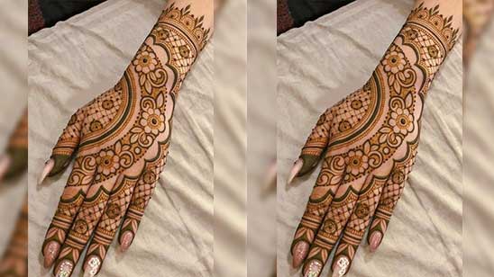 Latest Mehndi Designs for Left Hand Front Side