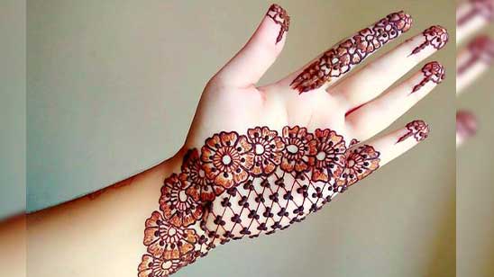 One Finger Mehndi Designs Front Hand