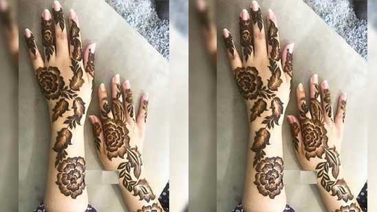 Simple Arabic Mehndi Designs for Left Hand Front Side