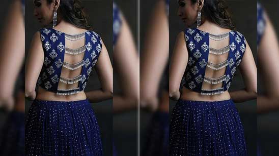 Gray Cut Work Lehenga with Bell Sleves and Drop Pendant Style Crop Top –  destinybyanjali