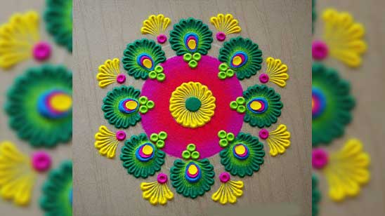 Easy Pongal Kolam With Dots