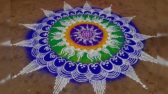 Free Hand Rangoli Design for Diwali
