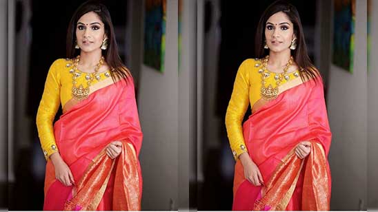 Saree With Full Sleeve Blouse