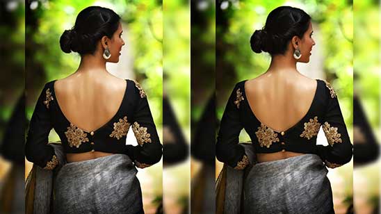 Sleeveless Blouse Back Designs for Sarees
