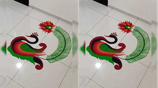 Easy Peacock Rangoli Designs