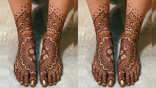 Leg Mehndi Designs for Bride