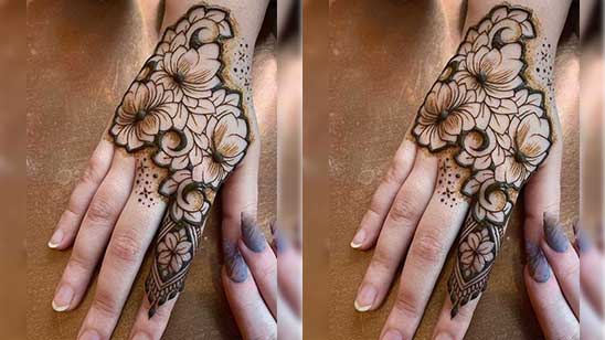 Back Hand Rose Mehndi Design