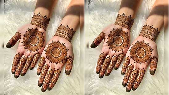 Circle Mehndi Design for Front Hand