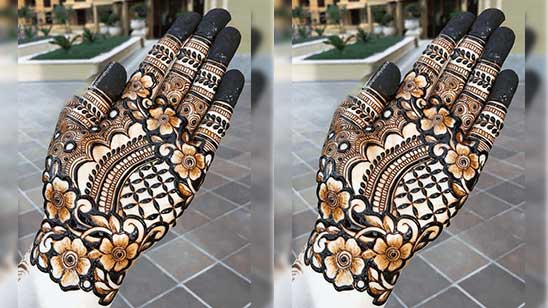 Dubai Rose Mehndi Design Front Hand