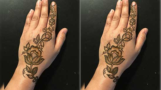 Rose Flower Mehndi Design Front Hand