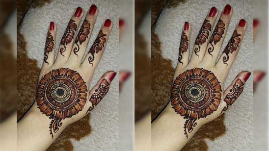 Simple Circle Mehndi Designs for Back Hand