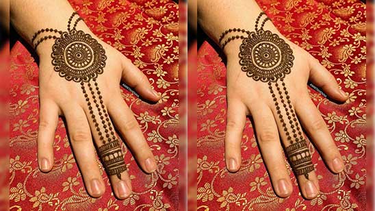 Simple Round Mehndi Designs for Front Hands
