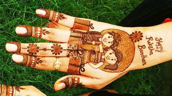 Mehandi Design for Rakhi Front Hand