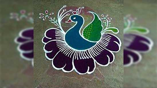 Beautiful Peacock Rangoli