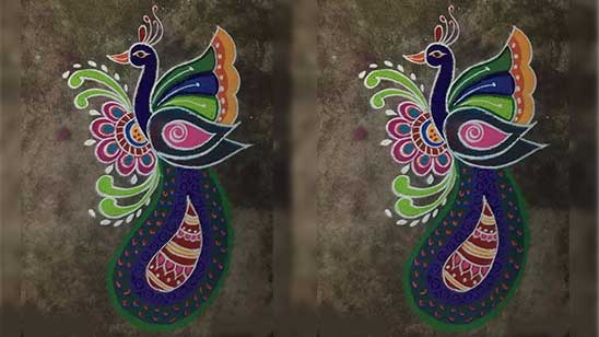Beautiful Peacock Rangoli Design