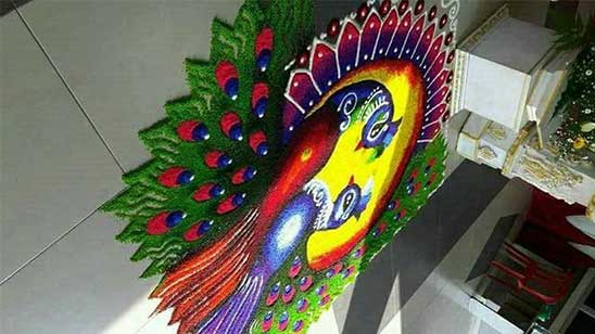 Big Peacock Rangoli Designs