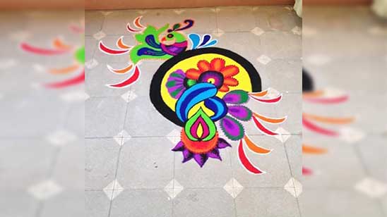 Dasara Rangoli Designs With Colours
