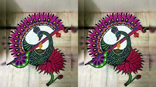 Diwali Rangoli Peacock Design
