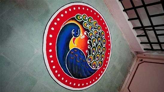 Easy Peacock Rangoli Designs