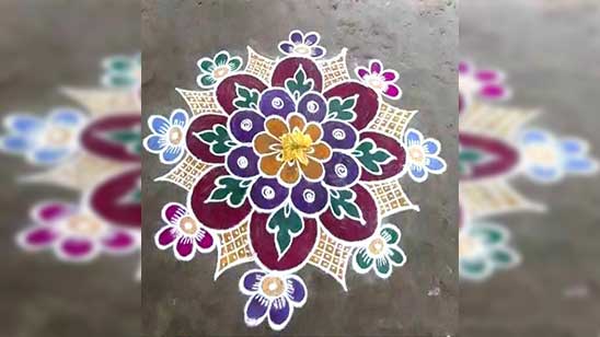 Easy Rangoli Painting on Floor