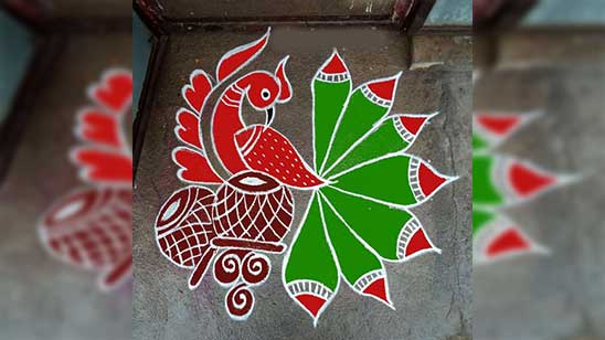 Easy Rangoli Peacock Designs