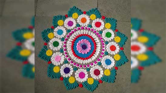 Easy Small Rangoli Designs with Dots