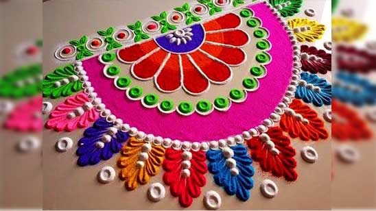 Flower Rangoli with Colours
