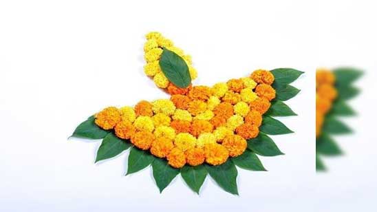 Free Hand Rangoli Designs with Flowers