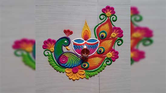 Mor Rangoli Design