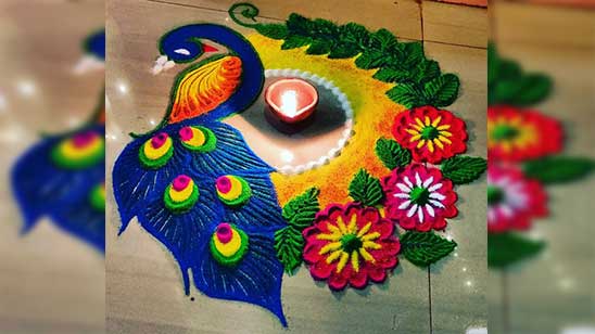 Peacock Diwali Rangoli