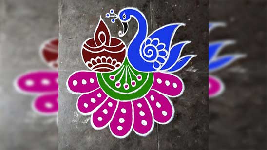 Peacock Feather Rangoli Design