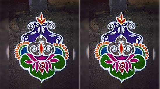 Peacock Rangoli Design for Diwali