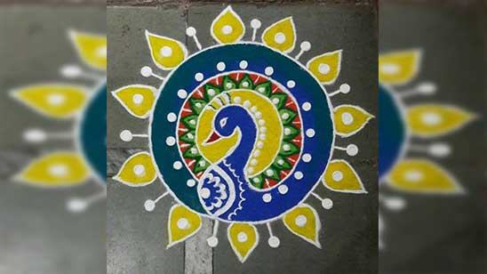Peacock Rangoli Designs for Sankranthi