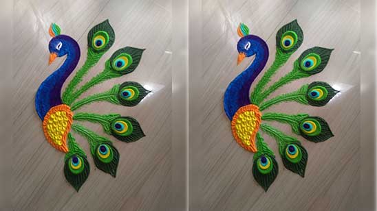 Peacock Rangoli Drawing