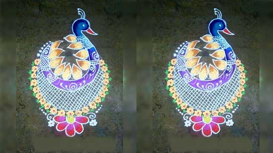 Peacock Simple Rangoli Designs