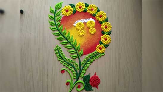 Rangoli Designs with Flowers and Colou